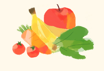 イラスト：野菜、果物